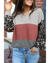 Sweater Women Long Sleeve Autumn Leopard Splicing Street Pullover Sweater Women